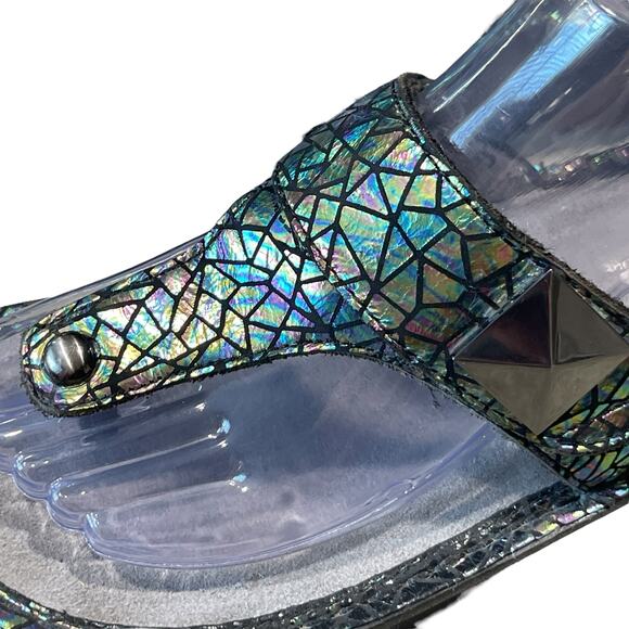 Alegria Carina Tectonic Leather Platform Thong Sandals Size EU 38 US 8-8.5 - Picture 5 of 11